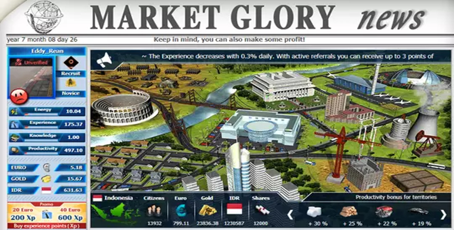 5 Game Offline Penghasil Uang Terbukti Membayar_Market Glory, Dirikan Perusahaan Virtual dan Hasilkan Uang Sesungguhnya